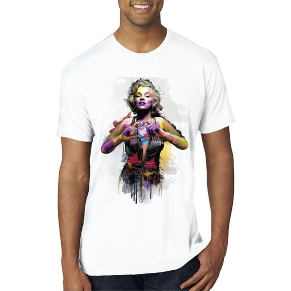 Wild Bobby Marilyn Monroe Watercolor Love Pop Culture Men Premium Tri Blend Tee, True White, X-Large