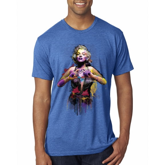 Wild Bobby Marilyn Monroe Watercolor Love Pop Culture Men Premium Tri Blend Tee, Vintage Royal, Small