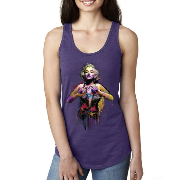 Wild Bobby Marilyn Monroe Watercolor Love Pop Culture Women Racerback Tank Top, Purple Rush, X-Large