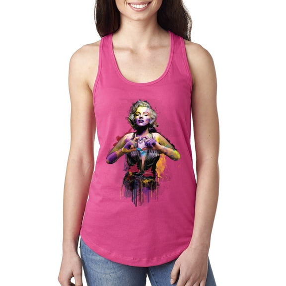 Wild Bobby, Marilyn Monroe Watercolor Love Pop Culture Women Racerback Tank Top, Raspberry, Large