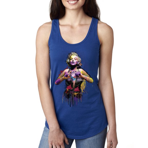 Wild Bobby Marilyn Monroe Watercolor Love Pop Culture Women Racerback Tank Top, Royal, Large