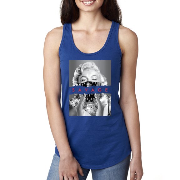 Wild Bobby, Marilyn Savage Bandana, Streetwear, Ladies Racerback Tank Top, Royal, Medium