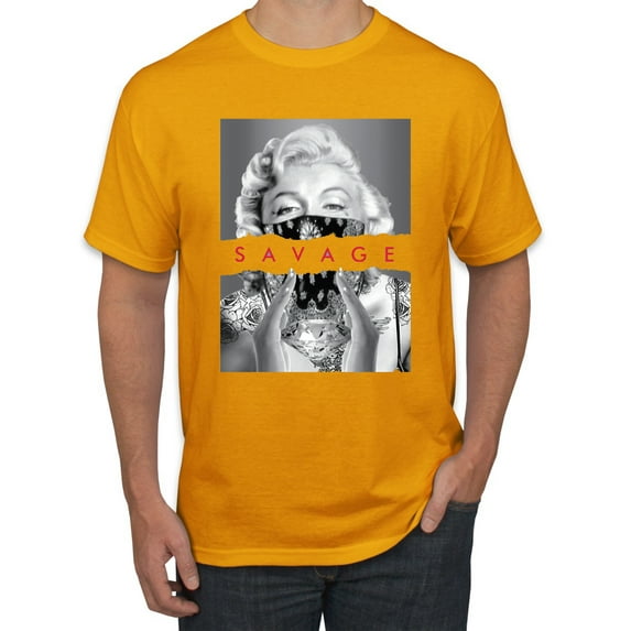 Wild Bobby, Marilyn Savage Bandana, Streetwear, Men Graphic Tee, Gold, 4X-Large