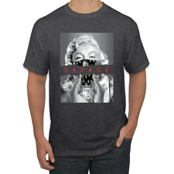 Wild Bobby, Marilyn Savage Bandana, Streetwear, Men Graphic Tee, Heather Black, Large