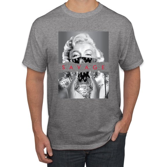 Wild Bobby, Marilyn Savage Bandana, Streetwear, Men Graphic Tee, Heather Grey, X-Large