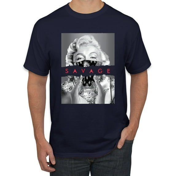 Wild Bobby, Marilyn Savage Bandana, Streetwear, Men Graphic Tee, Navy, 5X-Large