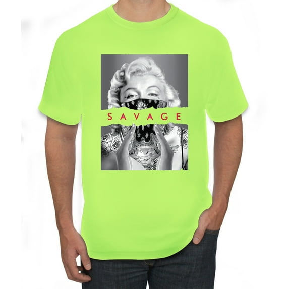 Wild Bobby, Marilyn Savage Bandana, Streetwear, Men Graphic Tee, Safety Green, X-Large