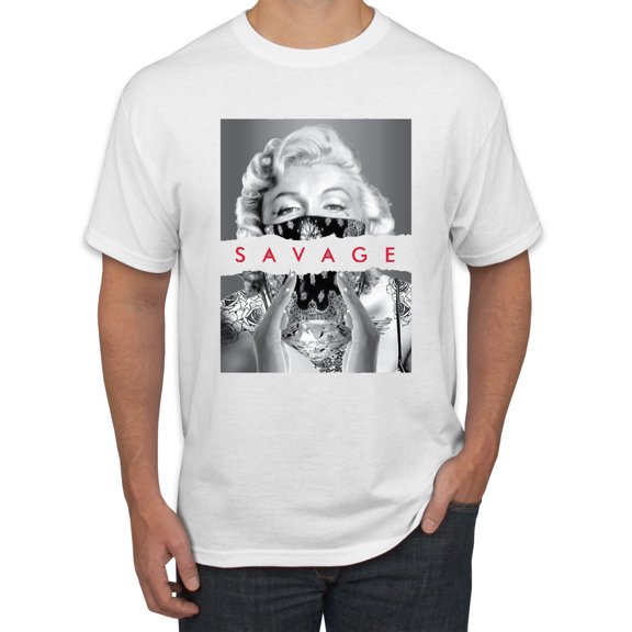 Wild Bobby, Marilyn Savage Bandana, Streetwear, Men Graphic Tee, White, X-Large