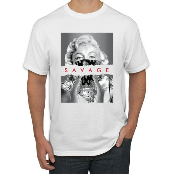 Wild Bobby, Marilyn Savage Bandana, Streetwear, Men Graphic Tee, White, XX-Large