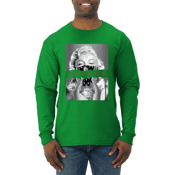 Wild Bobby, Marilyn Savage Bandana, Streetwear, Men Long Sleeve Shirt, Kelly, Large