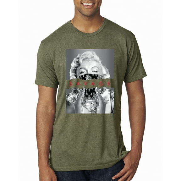 Wild Bobby, Marilyn Savage Bandana, Streetwear, Men Premium Tri Blend Tee, Military Green, Medium
