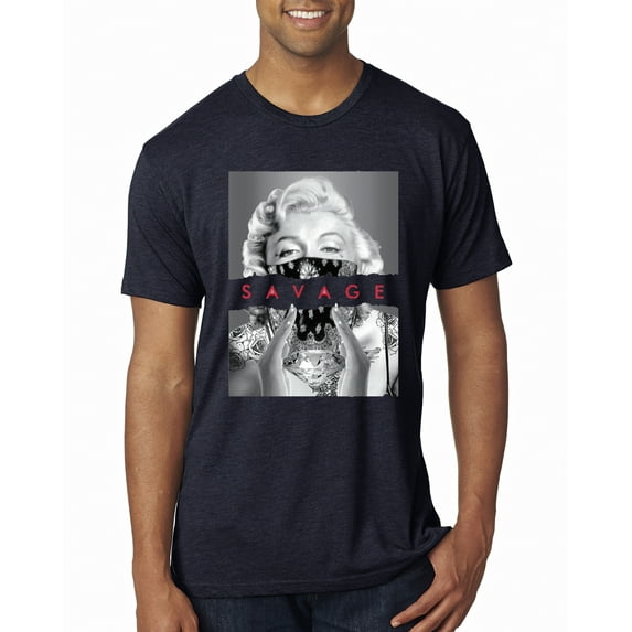 Wild Bobby, Marilyn Savage Bandana, Streetwear, Men Premium Tri Blend Tee, Vintage Navy, X-Large
