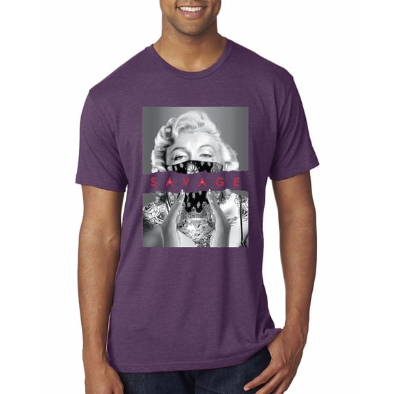 Wild Bobby, Marilyn Savage Bandana, Streetwear, Men Premium Tri Blend Tee, Vintage Purple, X-Large