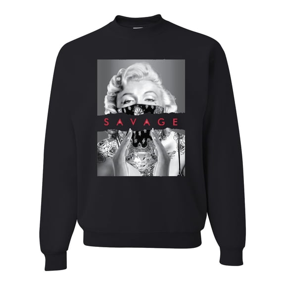 Wild Bobby, Marilyn Savage Bandana, Streetwear, Unisex Crewneck Graphic Sweatshirt, Black, Large