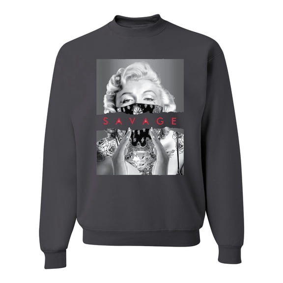 Wild Bobby, Marilyn Savage Bandana, Streetwear, Unisex Crewneck Graphic Sweatshirt, Charcoal, Large