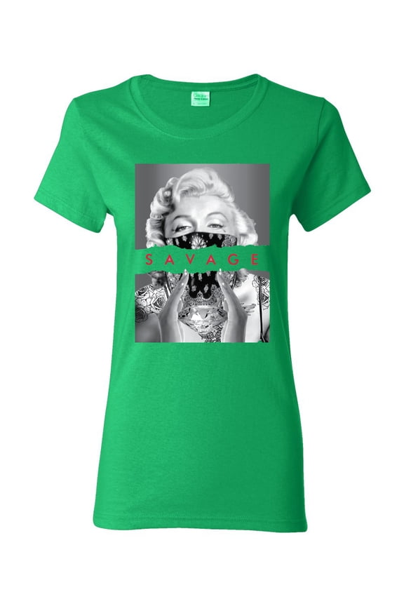 , Marilyn Savage Bandana, Streetwear, Women Graphic Tee, Kelly, X-Large