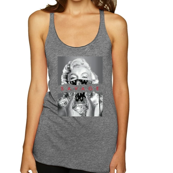 Wild Bobby, Marilyn Savage Bandana, Streetwear, Women Tri-Blend Racerback Tank Top, Premium Heather, Large