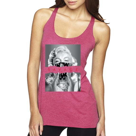 Wild Bobby, Marilyn Savage Bandana, Streetwear, Women Tri-Blend Racerback Tank Top, Vintage Pink, Medium