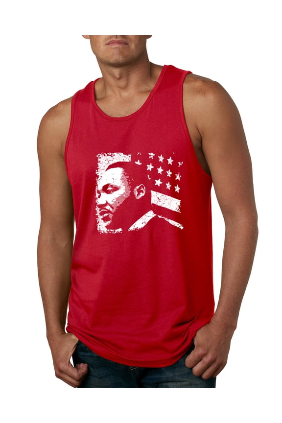 , Martin Luther King Jr Classic MLK Black History Flag, Black Pride, Men Graphic Tank Top, Red, Large