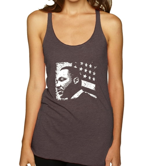 Wild Bobby, Martin Luther King Jr Classic MLK Black History Flag, Black Pride, Women Tri-Blend Racerback Tank Top, Brown, Small