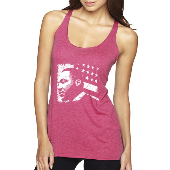 Wild Bobby, Martin Luther King Jr Classic MLK Black History Flag, Black Pride, Women Tri-Blend Racerback Tank Top, Vintage Pink, Small