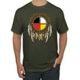 thumbnail image 1 of Wild Bobby, Medicine Wheel Dreamcatcher Native American Pop Culture Men's Graphic T-Shirt, Military Green, 5XL, 1 of 3