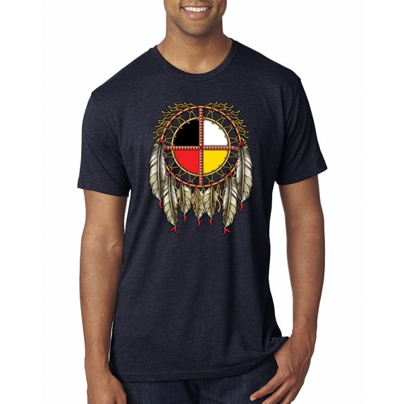 Wild Bobby, Medicine Wheel Dreamcatcher Native American Pop Culture Mens Premium Tri Blend T-Shirt, Vintage Navy, Large