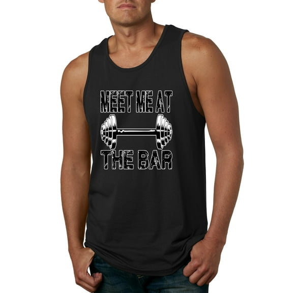 Wild Bobby, Meet Me at The Bar, Gym/Workout, Men Graphic Tank Top, Black, Small