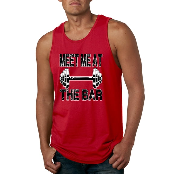 Wild Bobby, Meet Me at The Bar, Gym/Workout, Men Graphic Tank Top, Red, Large