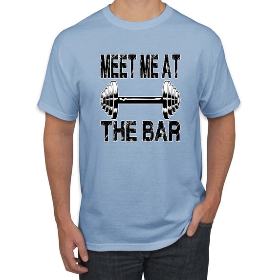 Wild Bobby, Meet Me at The Bar, Gym/Workout, Men Graphic Tee, Light Blue, 3X-Large