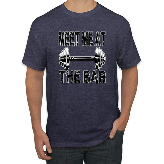 Wild Bobby, Meet Me at The Bar, Gym/Workout, Men Graphic Tee, Vintage Heather Navy, X-Large