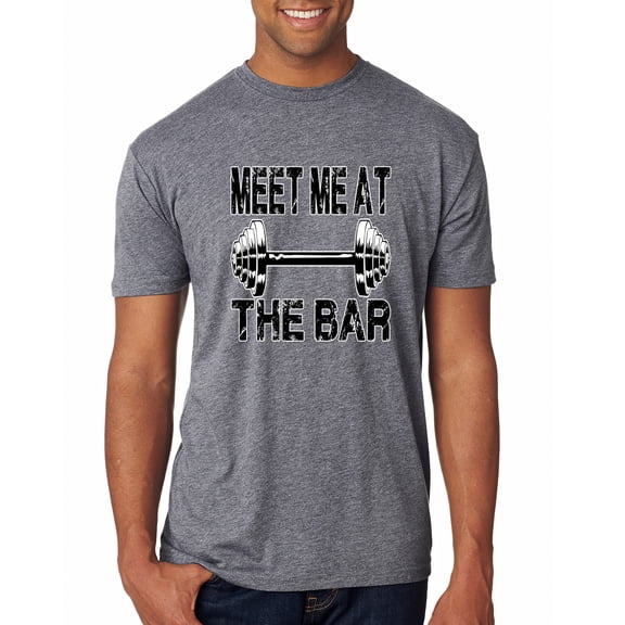 Wild Bobby, Meet Me at The Bar, Gym/Workout, Men Premium Tri Blend Tee, Premium Heather, Large