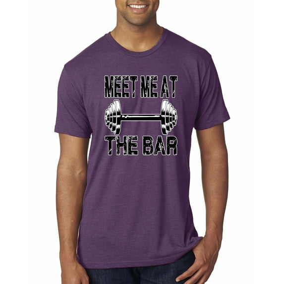 Wild Bobby, Meet Me at The Bar, Gym/Workout, Men Premium Tri Blend Tee, Vintage Purple, Medium