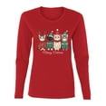 thumbnail image 1 of Wild Bobby Meowy Catmas, Christmas Cat Lover Design Sweater | Holiday Women Graphic Long Sleeve Tee, 1 of 5