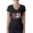 thumbnail image 1 of Wild Bobby Meowy Catmas, Christmas Cat Lover Design Sweater | Holiday Women Junior Fit V-Neck Tee, 1 of 5