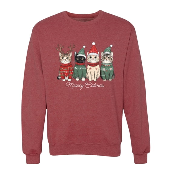 Wild Bobby Meowy Catmas, Christmas Cat Lover Design Unisex Sweater Crewneck Sweatshirt