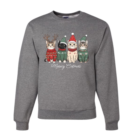 Wild Bobby Meowy Catmas, Christmas Cat Lover Design Unisex Sweater Crewneck Sweatshirt
