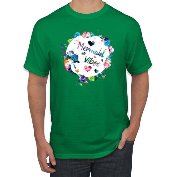 Wild Bobby, Mermaid Vibes Colorful Swimming Mermaids, Streetwear, Men's Graphic Tees, Kelly, 2XL