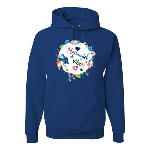 Wild Bobby, Mermaid Vibes Colorful Swimming Mermaids, Streetwear, Unisex Graphic Hoodie Sweatshirt, Royal, 3XL