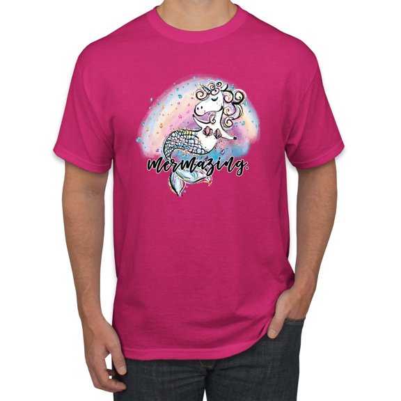 Wild Bobby, Mermazing Mermicorn Cute Gift Women Girls, Streetwear, Men's Graphic Tees, Fuschia, Small