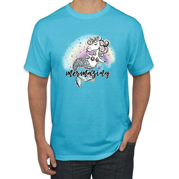 Wild Bobby, Mermazing Mermicorn Cute Gift Women Girls, Streetwear, Men's Graphic Tees, Light Turquoise, Large