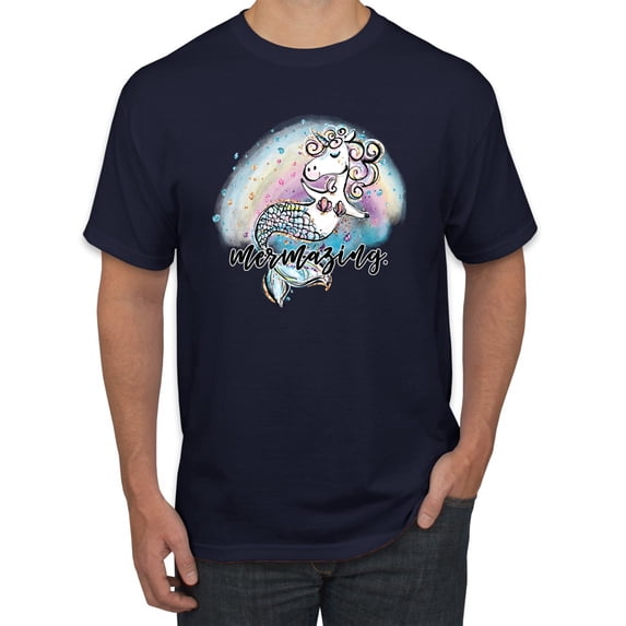 Wild Bobby, Mermazing Mermicorn Cute Gift Women Girls, Streetwear, Men's Graphic Tees, Navy, 2XL