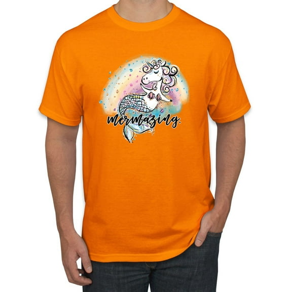 Wild Bobby, Mermazing Mermicorn Cute Gift Women Girls, Streetwear, Men's Graphic Tees, Orange, Small