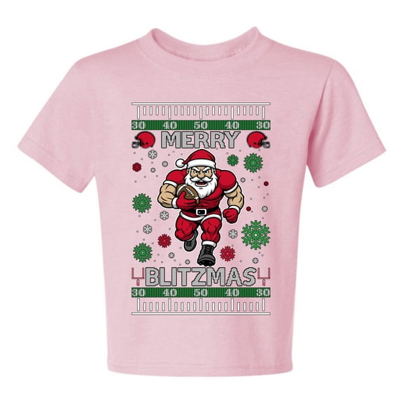 Wild Bobby Merry Blitzmas, Football Christmas Sweater Design | Holiday Unisex Boys Girls Graphic Youth T-Shirt