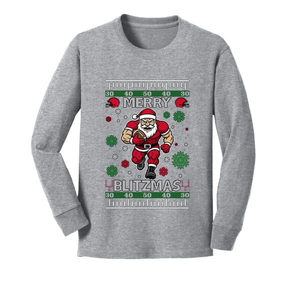Wild Bobby Merry Blitzmas, Football Christmas Sweater Design | Holiday Youth Longsleeve Shirt
