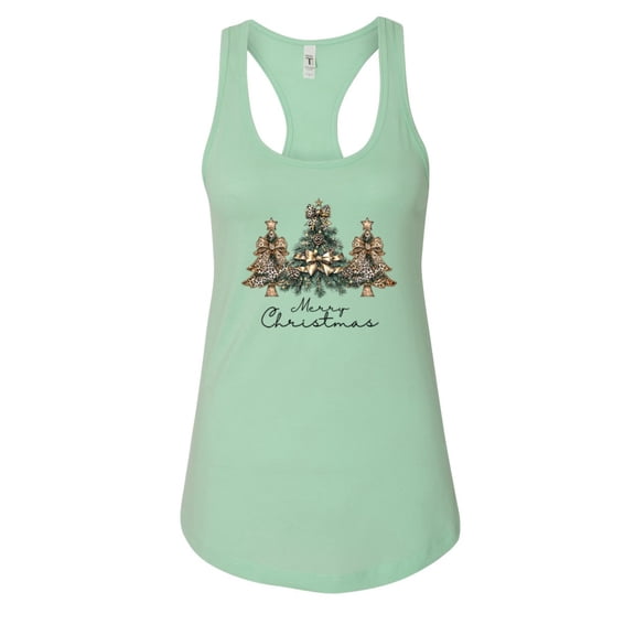 Wild Bobby Merry Christmas Gold Glitter Christmas Tree Design Sweater | Holiday Women Racerback Tank Top