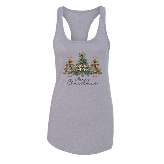 Wild Bobby Merry Christmas Gold Glitter Christmas Tree Design Sweater | Holiday Women Racerback Tank Top