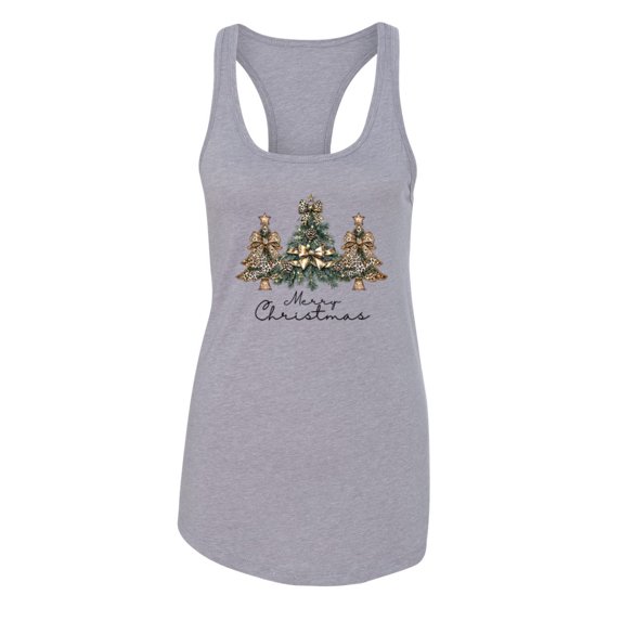 Wild Bobby Merry Christmas Gold Glitter Christmas Tree Design Sweater | Holiday Women Racerback Tank Top