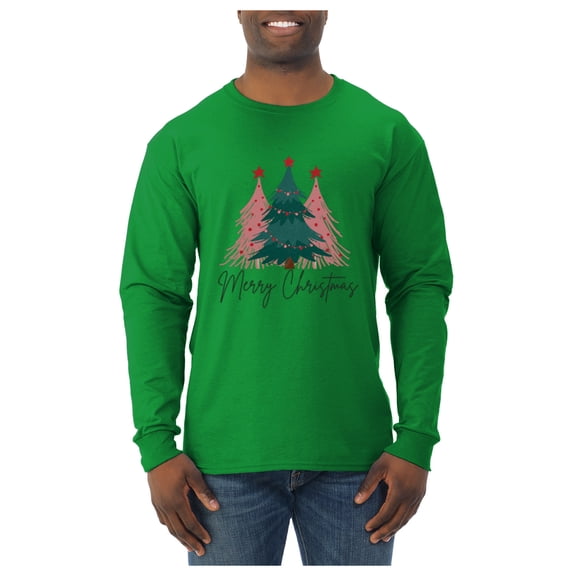 Wild Bobby Merry Christmas Tree, Cute Holiday Design Sweater | Holiday Men Long Sleeve Shirt