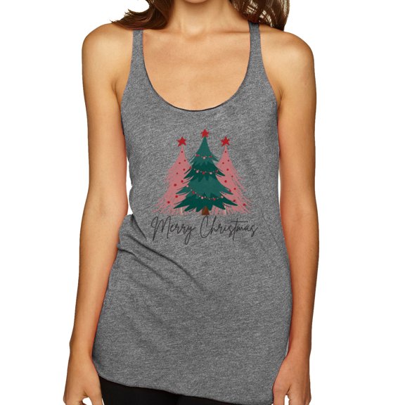 Wild Bobby Merry Christmas Tree, Cute Holiday Design Sweater | Holiday Women Tri-Blend Racerback Tank Top